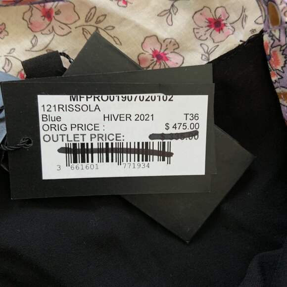 Maje Rissola Contrast Floral Ruffled Cotton Maxi Dress Size 36 - Picture 14 of 16